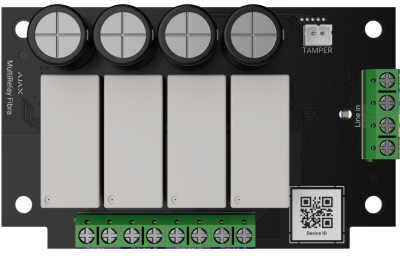 MULTIRELAY FIBRA - zbernicové 4-kanálové relé AJAX, 230V AC, 10A / 30V DC, 5A